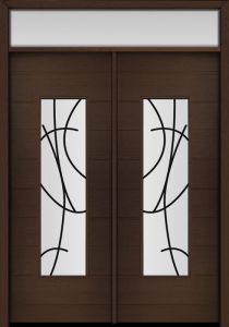 96" Mahogany Milan San Donato Center Contemporary Modern Double Door & Rec Transom