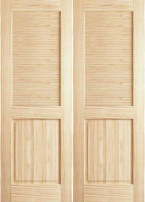Louver Panel Pine Interior Double Door