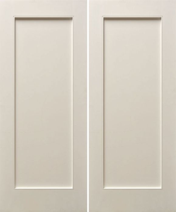 80 White Primed One Flat Panel Square Sticking W Reveal Interior Double Door