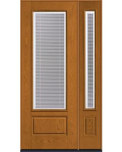 96 Low-E Raise/Tilt Oak 3/4 Lite 1 Panel Fiberglass Single Door,Sidelite , WBD Impact