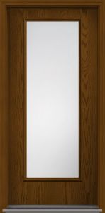 Clear, Full Lite Flush, Oak, Fiberglass Single Exterior Door