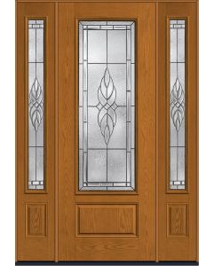 96 Kensington 3/4 Lite 1 Panel Oak Fiberglass Single Door,Sidelites , WBD Impact