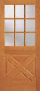 9 Lite Crossbuck Panel Exterior Fir Single Door, 2035