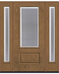 80 Low-E Raise/Tilt Oak 3/4 Lite 1 Panel Fiberglass Single Door,Sidelites , WBD Impact