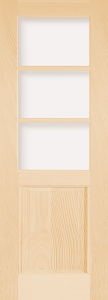 3037 Wood 1 Panel  3 Lite Transitional Ovolo Single Interior Door