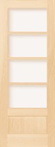 3040 Wood 1 Panel  4 Lite  Transitional Ovolo Single Interior Door