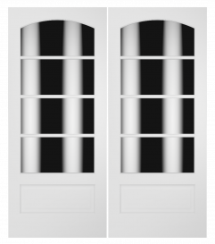 3040C Wood 1 Panel  4 Lite  Transitional Ovolo Arch Lite Double Interior Door