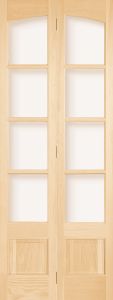3040CP Wood 1 Panel  4 Lite  Transitional Ovolo Arch Top Lite Bifold