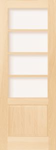 304A Wood 1 Panel  4 Lite  Transitional Ovolo Single Interior Door