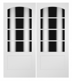 304AC Wood 1 Panel  4 Lite  Transitional Ovolo Arch Lite Double Interior Door