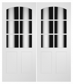 3060C Wood 2 Panel  6 Lite  Transitional Ovolo Arch Lite Double Interior Door