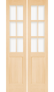 3067 Wood 1 Panel  6 Lite  Transitional Ovolo Double Interior Door