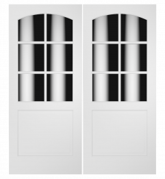 3067C Wood 1 Panel  6 Lite  Transitional Ovolo Arch Lite Double Interior Door