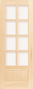 3080 Wood 1 Panel  8 Lite  Transitional Ovolo Single Interior Door