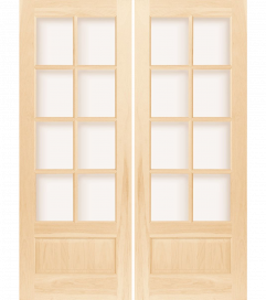 3080 Wood 1 Panel  8 Lite  Transitional Ovolo Double Interior Door