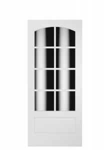 3080C Wood 1 Panel  8 Lite  Transitional Ovolo Arch Top Lite Single Interior Door