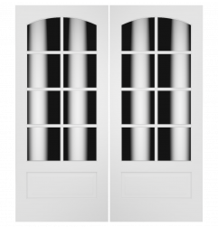 3080C Wood 1 Panel  8 Lite  Transitional Ovolo Arch Lite Double Interior Door