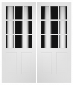3090 Wood 2 Panel  9 Lite  Transitional Ovolo Double Interior Door