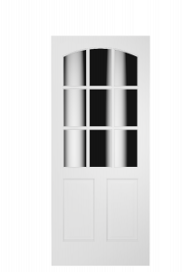 3090C Wood 2 Panel  9 Lite  Transitional Ovolo Arch Top Lite Single Interior Door