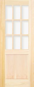 3097 Wood 1 Panel  9 Lite  Transitional Ovolo Single Interior Door