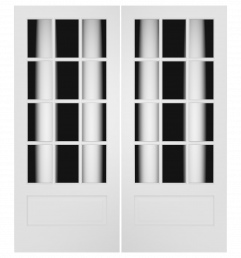 3120 Wood 1 Panel  12 Lite  Transitional Ovolo Double Interior Door