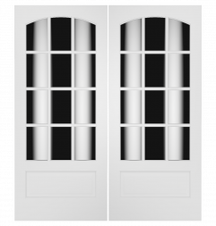 3120C Wood 1 Panel  12 Lite  Transitional Ovolo Arch Lite Double Interior Door