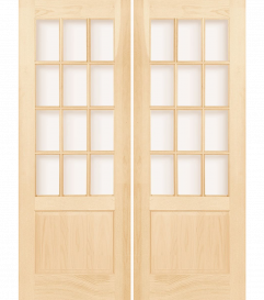 312A Wood 1 Panel  12 Lite  Transitional Ovolo Double Interior Door