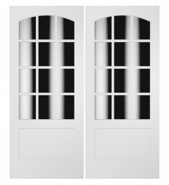 312AC Wood 1 Panel  12 Lite  Transitional Ovolo Arch Lite Double Interior Door