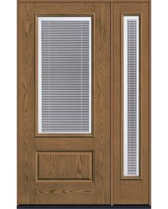 80 Low-E Raise/Tilt Oak 3/4 Lite 1 Panel Fiberglass Single Door,Sidelite , WBD Impact