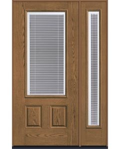 80 Low-E Raise/Tilt Oak 3/4 Lite 2 Panel Fiberglass Single Door,Sidelite , WBD Impact