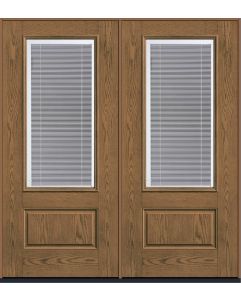 80 Low-E Raise/Tilt Oak 3/4 Lite 1 Panel Fiberglass Double Doors , WBD Impact