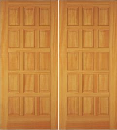 Wood 15 Panel Rustic Exterior Double Door