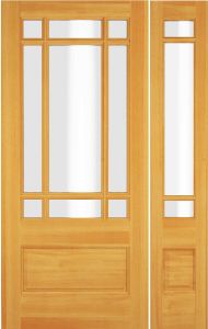 Wood 3/4 Lite Prairie  Exterior Single Door & 1 sidelite