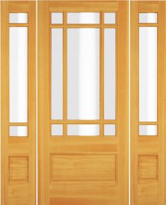 Wood 3/4 Lite Prairie  Exterior Single Door & 2 sidelite