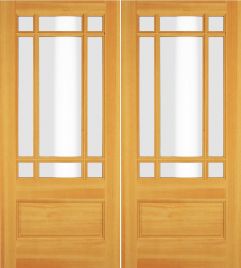 Wood 3/4 Lite Prairie  Exterior Double Door