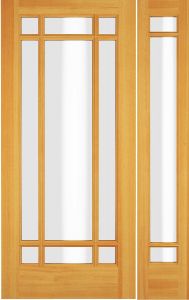 Wood Full Lite Prairie Arts and Craft  Exterior Single Door & 1 sidelite