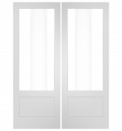 691A Wood 1 Panel  2/3 Lite Transitional Shaker Double Interior Door