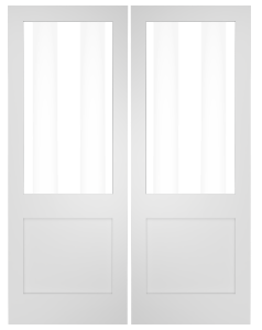 691W Wood 1 Panel  1/2 lite Contemporary Modern Shaker Double Interior Door