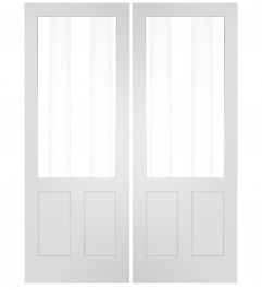 692K Wood 2 Panel  1/2 lite Contemporary Modern Shaker Double Interior Door