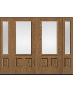 80 Low-E 3/4 Lite 2 Panel Oak Fiberglass Double Door,Sidelites , WBD Impact