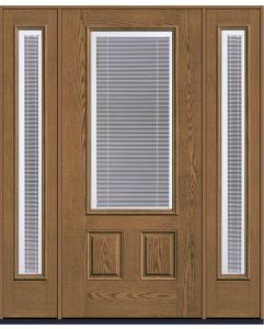80 Low-E Raise/Tilt Oak 3/4 Lite 2 Panel Fiberglass Single Door,Sidelites , WBD Impact