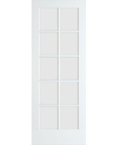 6-8 Primed 10 Lite French Single Door, Clear Glass