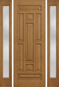 8ft 9 Panel Classic-Craft Oak Collection Door 2 Sides, Clear Low-E