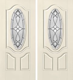 Blackstone 3/4 Deluxe Oval Lite 2 Panel, Smooth Star, Double Door