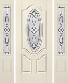 Blackstone 3/4 Deluxe Oval Lite 2 Panel, Smooth Star, Door 2 Sides