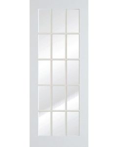 6-8 Primed 15 Lite French Single Slab Door, Clear Glass