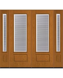 96 Low-E Raise/Tilt Oak 3/4 Lite 1 Panel Fiberglass Double Door,Sidelites , WBD Impact