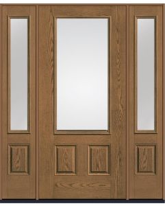 80 Low-E 3/4 Lite 2 Panel Oak Fiberglass Single Door,Sidelites , WBD Impact