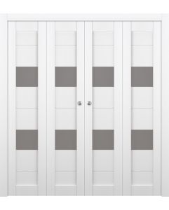 Prefinished Berta Vetro Bianco Noble Modern Interior Bi-Fold 4 Door
