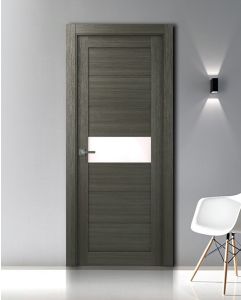 Prefinished Edna Vetro Gray Oak Modern Interior Single Door